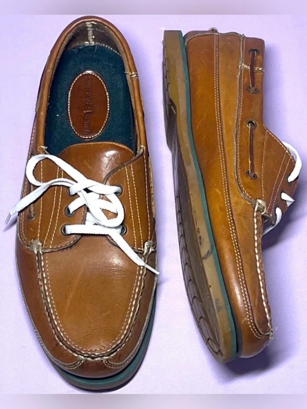 Currier & Branch Men 11 Loafers Aquatred Goodyear Soles Boat Leather Shoes Brown